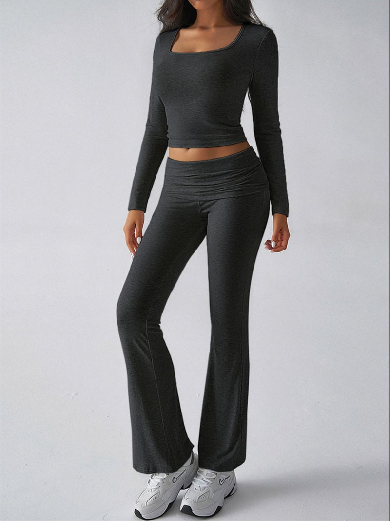 Devine Square Neck Long Sleeve Top and Pants Set